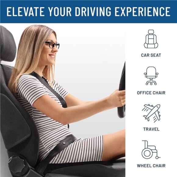 Memory Foam Car Seat Cushion - Tailbone Pain Relief, Driving Seat Cushion - Picture 4 of 7